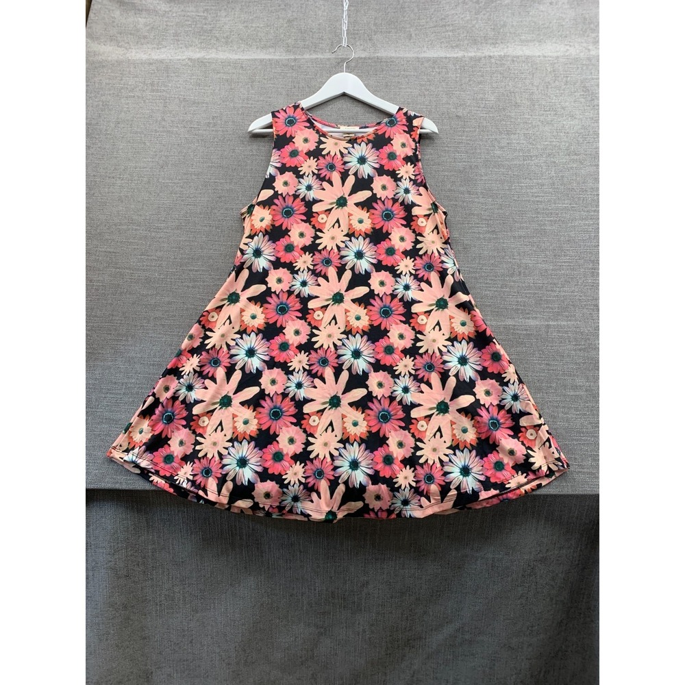 Yelete Fit & Flare Dress Womens XL Multicolor‎ Daisy Stretch Round Neck Modern